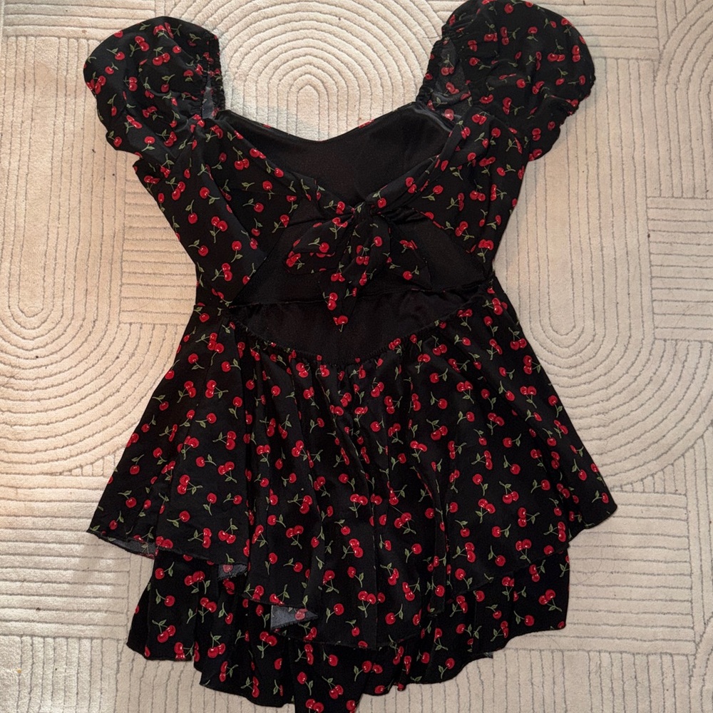 Black Cherry Print Romper - Picture 3 of 6